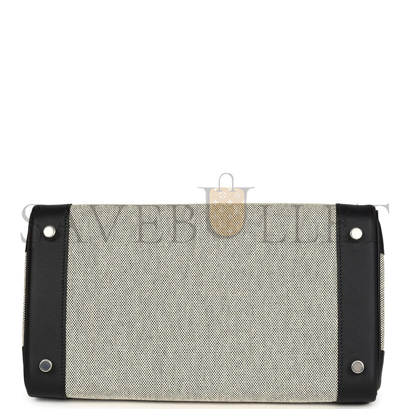 HERMÈS BIRKIN 30 BLACK SWIFT AND ECRU TOILE PALLADIUM HARDWARE (30*22*15cm)